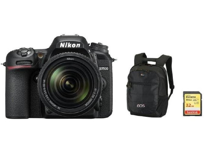 Kit Cámara Réflex NIKON D7500 AF-S 18-140MM F3.5-5.6G ED VR DX + Mochila + SD 32GB