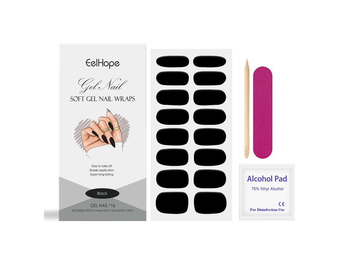 Pegatinas de gel negro suave para uñas artificiales