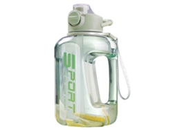 (verde) Botella De Agua Deportiva De Gran Capacidad De 1700 Ml Con Pajita Y Graduaciones, Adecuada Para Entrenamiento.