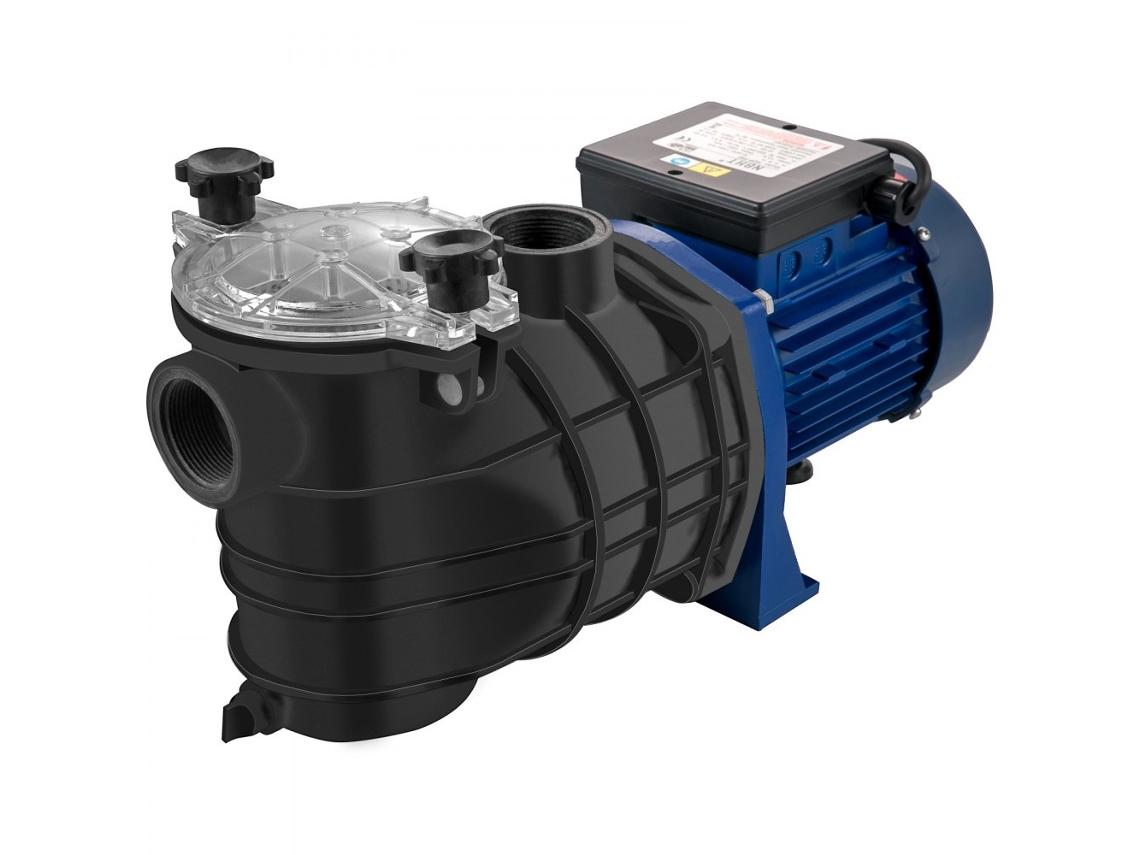 Bomba de piscina de 1ps y 750w con caudal de 15000l/h, motor silencioso IP55 y filtro extraíble Tekmaquinas