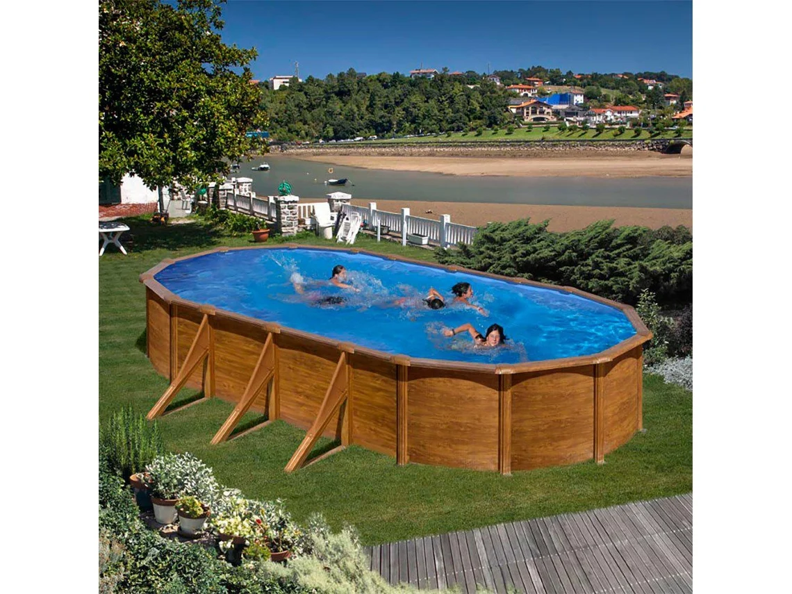Piscina de Acero GRE Imitacion Madera (730x375x120 cm)