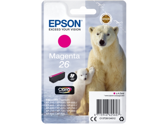 Cartucho de tinta original EPSON, 26, Oso polar 4,5 ml , Magenta, C13T26134012, T2613