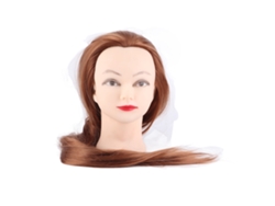 Cabeza De Maniquí Para Entrenamiento De Maquillaje Y Peluquería Cabello Rubio Marrón Claro