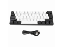 Teclado Gamer Usb Com Fio 61 Teclas Rgb Ergonomico Compacto Abs Para Pc Laptop Viagem Branco Preto