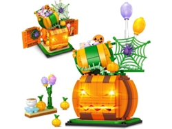 Juguete de construcción de calabaza de Halloween con luces LED, 335 piezas