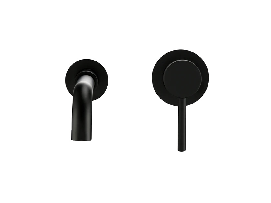 Grifo monomando para lavabo de pared, color negro mate, 210