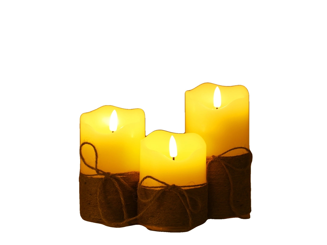 Velas LED, diseño sin llama, práctica función de temporizador, color amarillo claro.