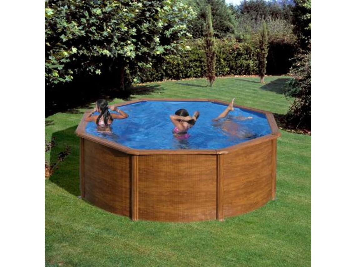 Piscina de acero GRE imitación madera Sicilia Redonda (350 x 120 cm)