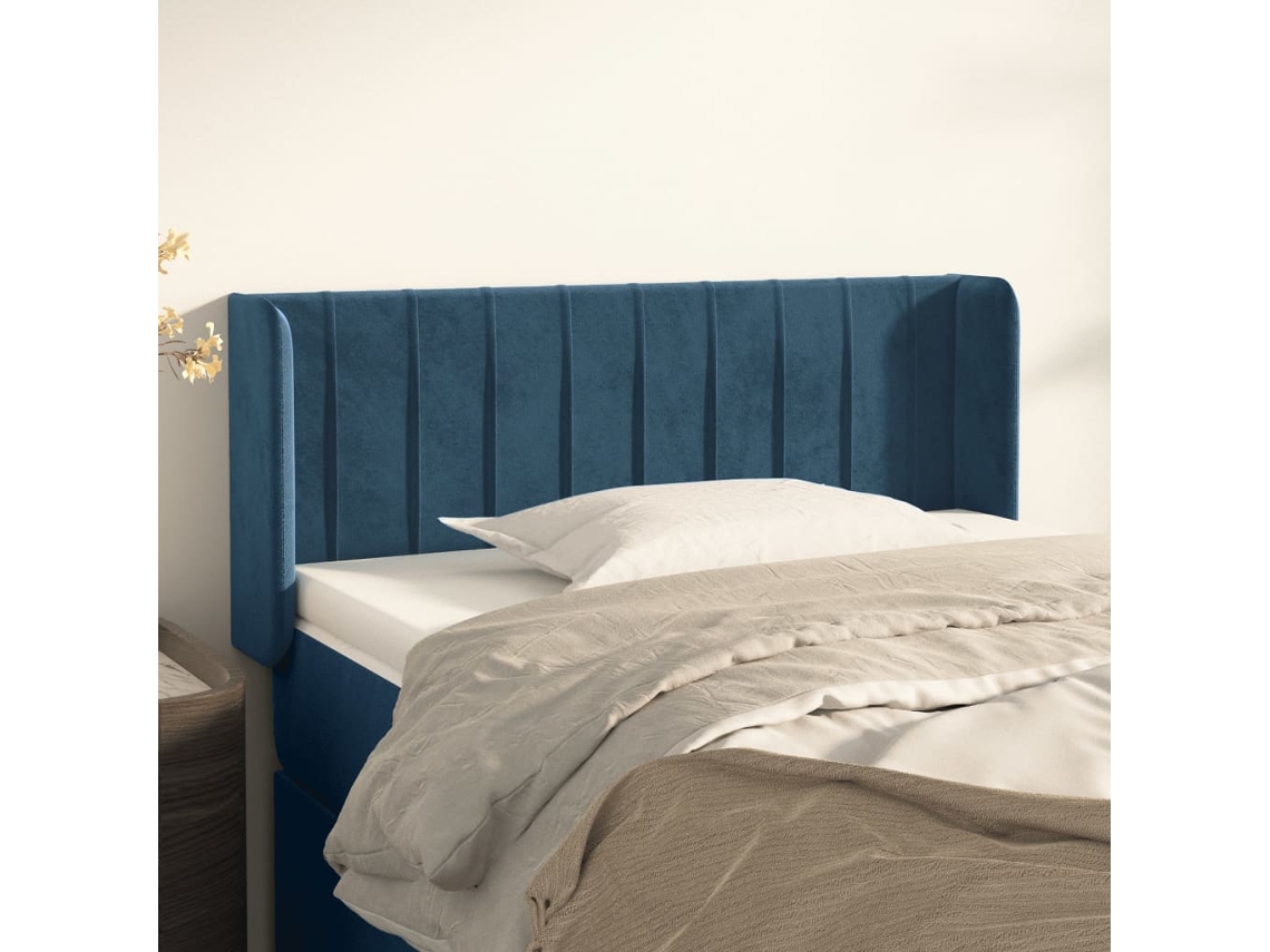 Cabecero De Terciopelo Azul Oscuro 83x16x78/88 Cm