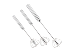 Tres batidores semiautomáticos, batidor manual rotatorio a presión para batir crema y huevos en repostería, fabricado en acero inoxidable Sstrwgood