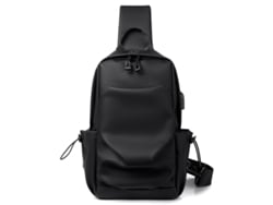 (Negro) Bolso de pecho para hombre, bolso de hombro, multifuncional, casual