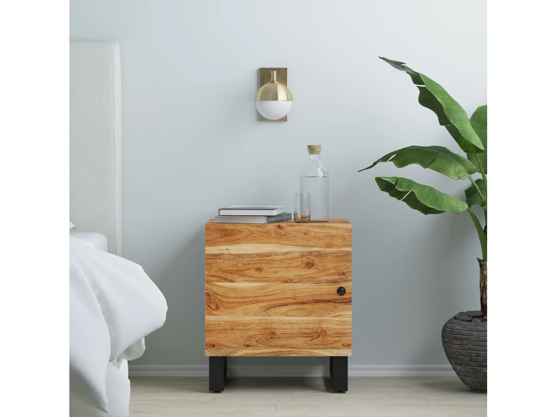 Mesita de Noche 40X33X46 Cm Madera de Acacia Maciza
