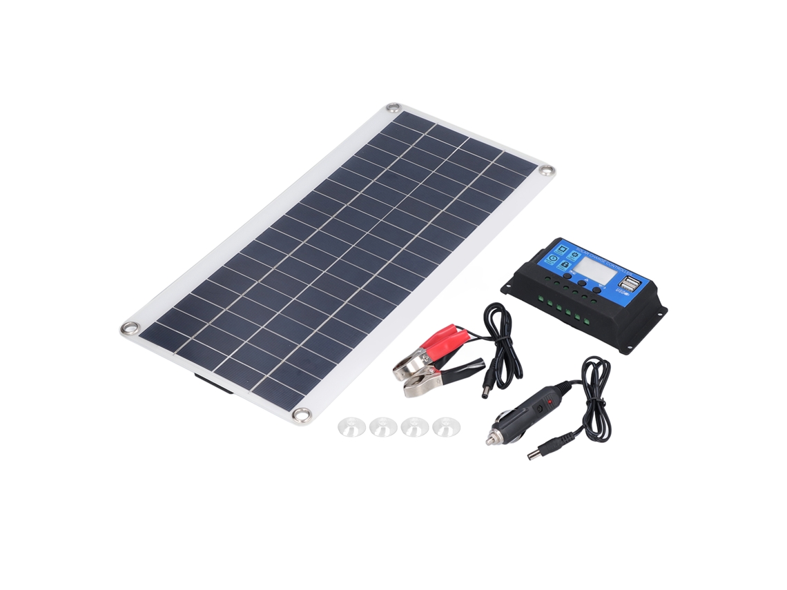 Kit De Panel Solar Monocristalino De Silicio De 8 W Con Controlador Portátil De 10 A Para Camping, Caravanas Y Navegación.