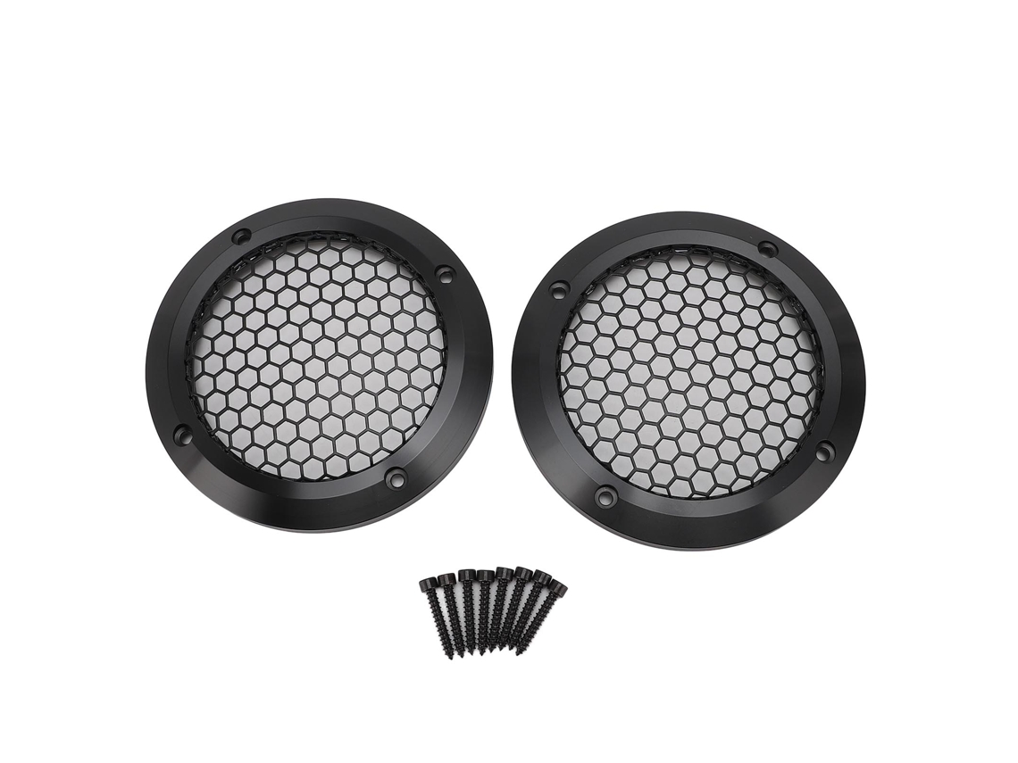 2 Cubiertas Redondas Negras Para Altavoces Con Rejilla Protectora De Malla Y 8 Tornillos, Diámetro Exterior 125 Mm, Para Coche/hogar