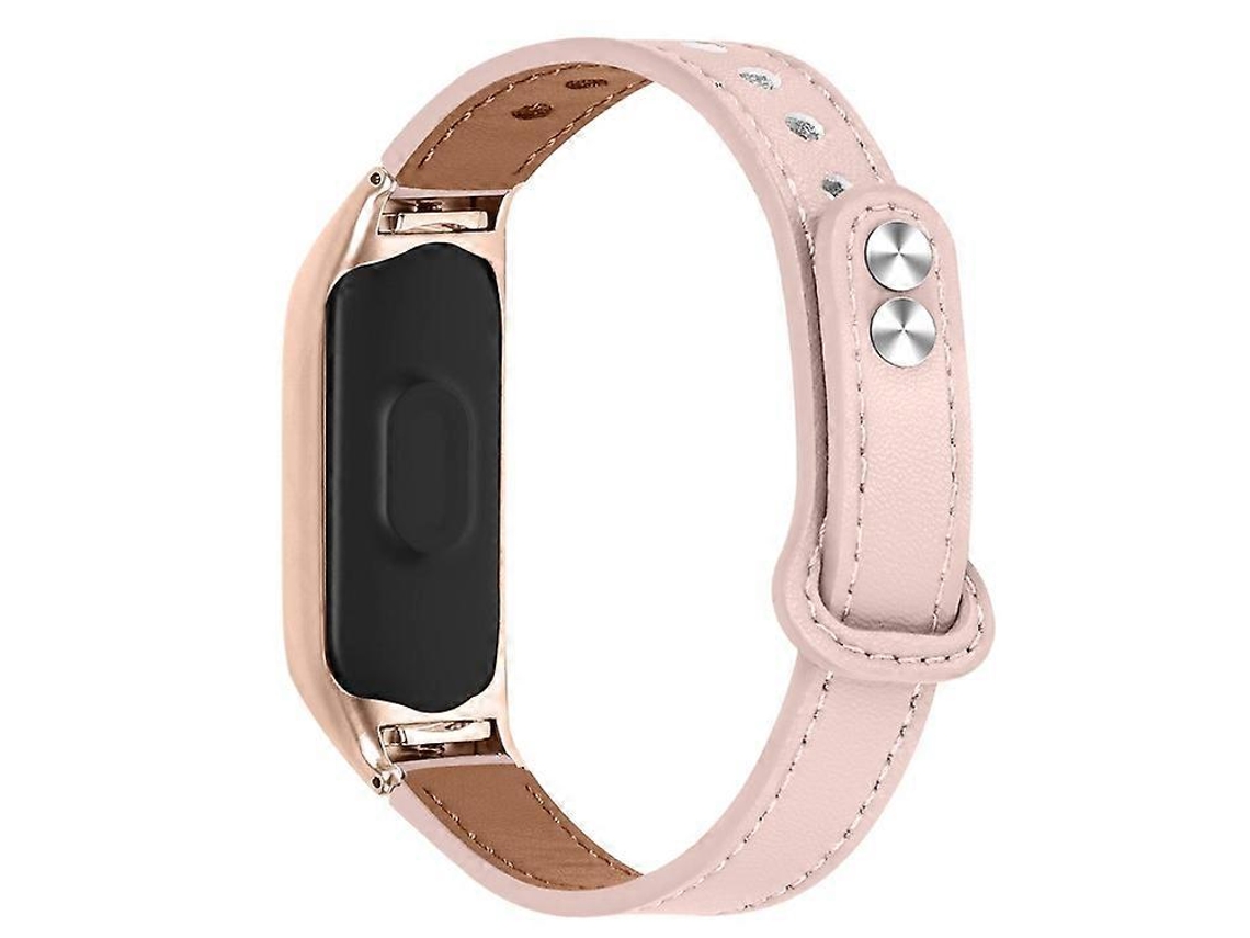 Correa para Xiaomi Smart Band 8 con remaches decorativos, de piel de vacuno auténtica y caja en oro rosa Saisiyiky