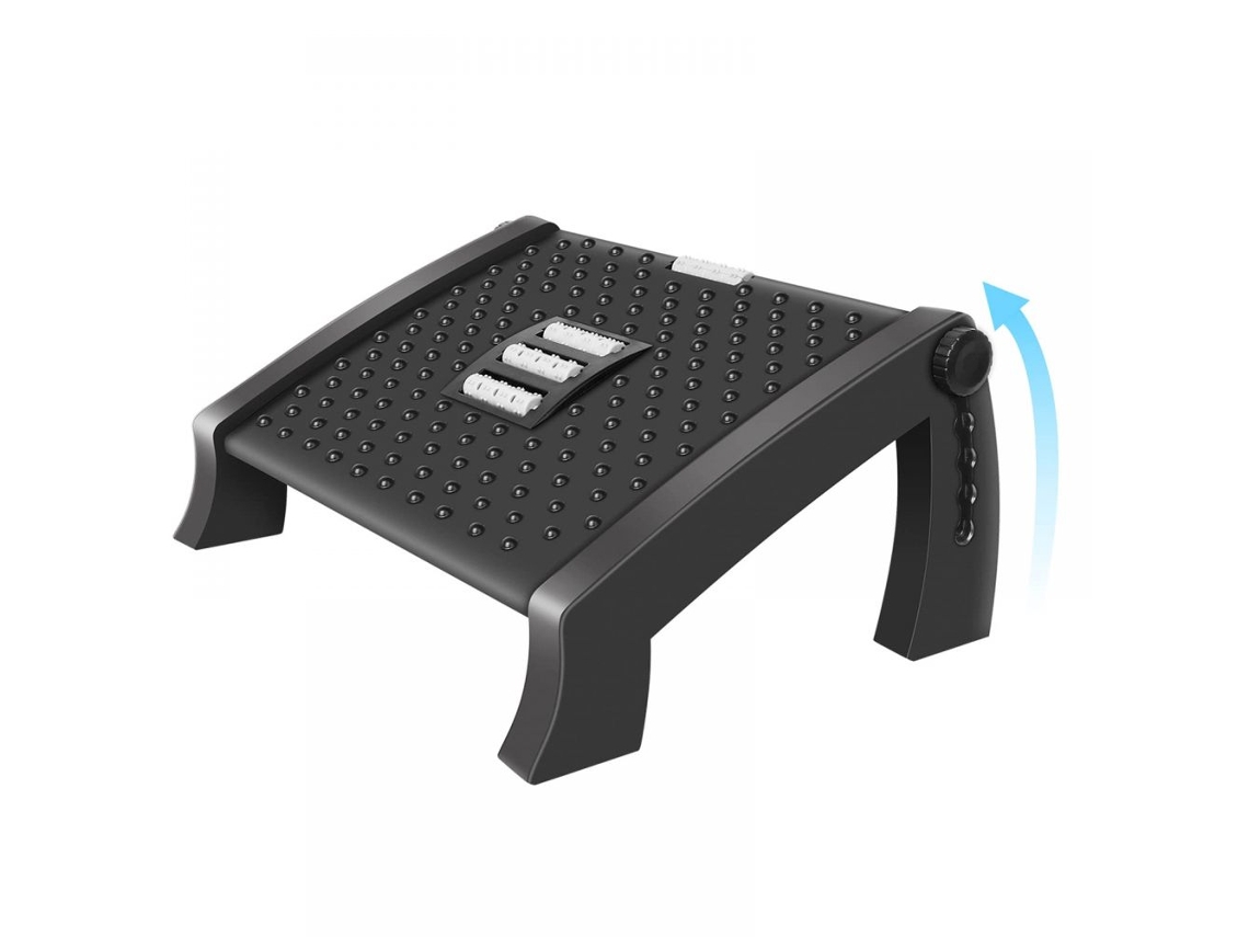 VVJIJILLY Apoio De Pés Para Escritório Com Função De Massagem, 6 Alturas Ajustáveis, Antiderrapante, Ergonómico, Alivia Dores Nas Pernas