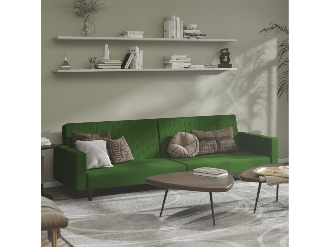 Sofá Cama De 2 Plazas Terciopelo Verde Oscuro