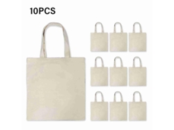Juego de 10 bolsas de lona grandes, plegables, reutilizables, ligeras y de color liso para compras y uso diario. GOKOCO