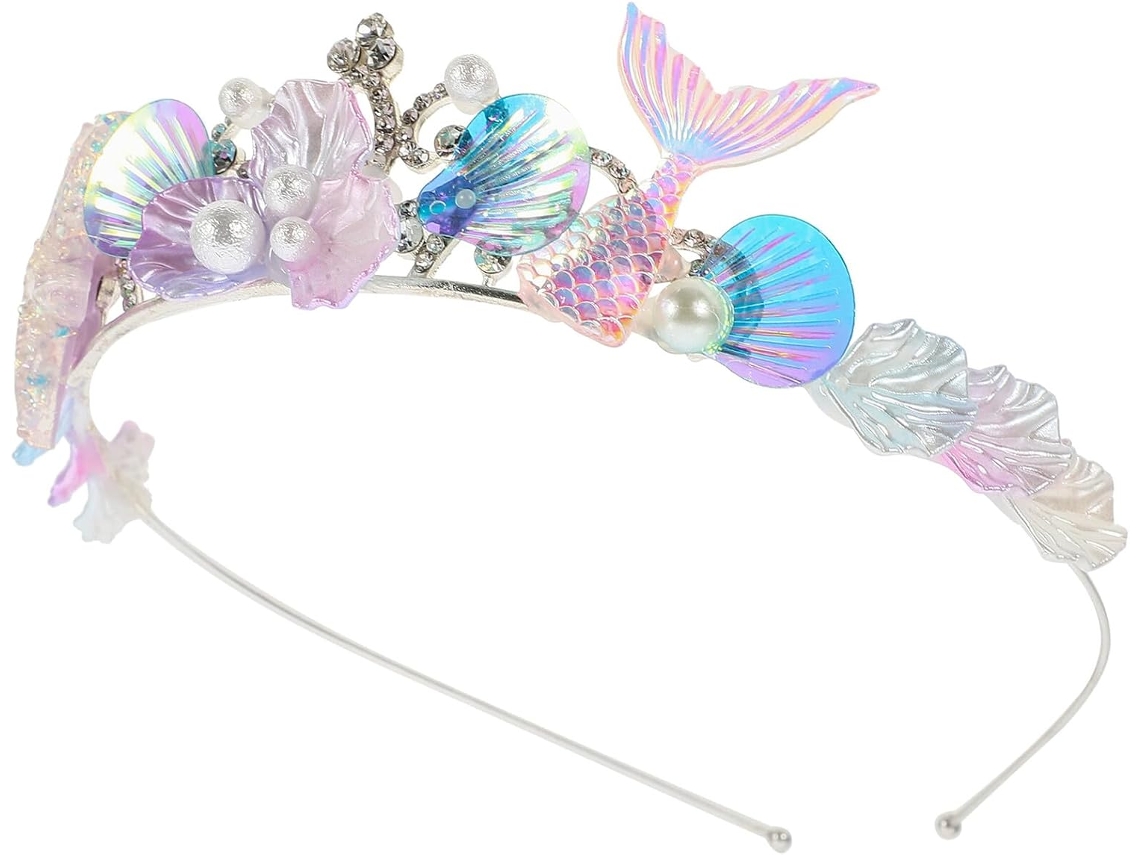 Diadema De Sirena Con Decoración De Conchas Marinas Y Diamantes De Imitación - Talla Única - Ideal Para Fiestas Infantiles, Cumpleaños Y Cosplay.