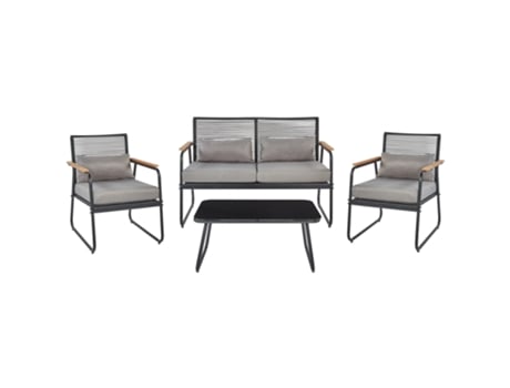 Conjunto de jardín 4 plazas de metal negro BELIANI Pomonte