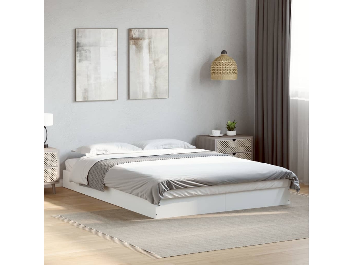 Estructura De Cama Madera De Ingeniería Blanca 135x190 Cm