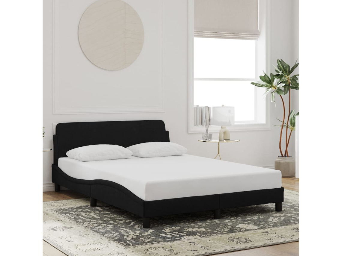 Estructura De Cama Sin Colchón Terciopelo Negro 140x200 Cm