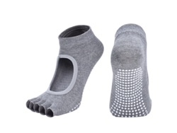 2026-calcetas De Yoga Con Media Punta Transpirable Y Antideslizante Para Barre Y Pilates Color Gris