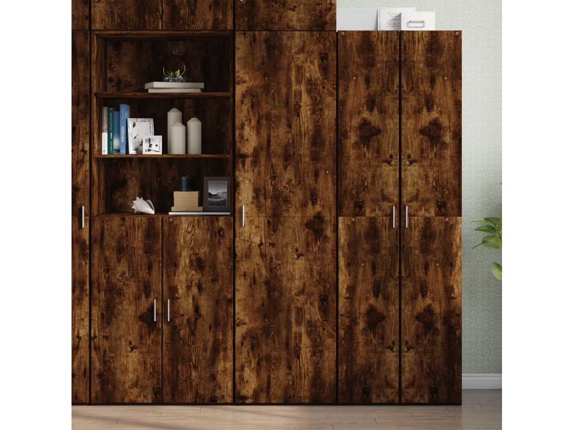 Aparador | Mueble De Comedor | Buffet De Madera De Ingeniería Roble Ahumado 50x42,5x185 Cm Wsd50917