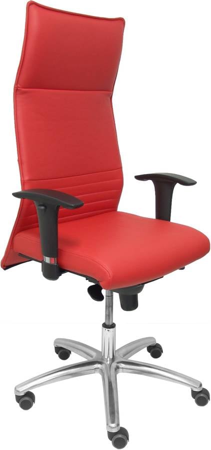 Silla de Escritorio Ejecutiva PYC Albacete XL Rojo con ruedas de parqué (Brazos ajustables - Piel Sintética)