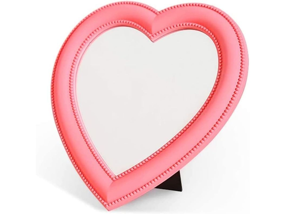 Espejo De Maquillaje Corazón Rosa Mesa Pared Abs Vidrio Claro Regalo Día San Valentín