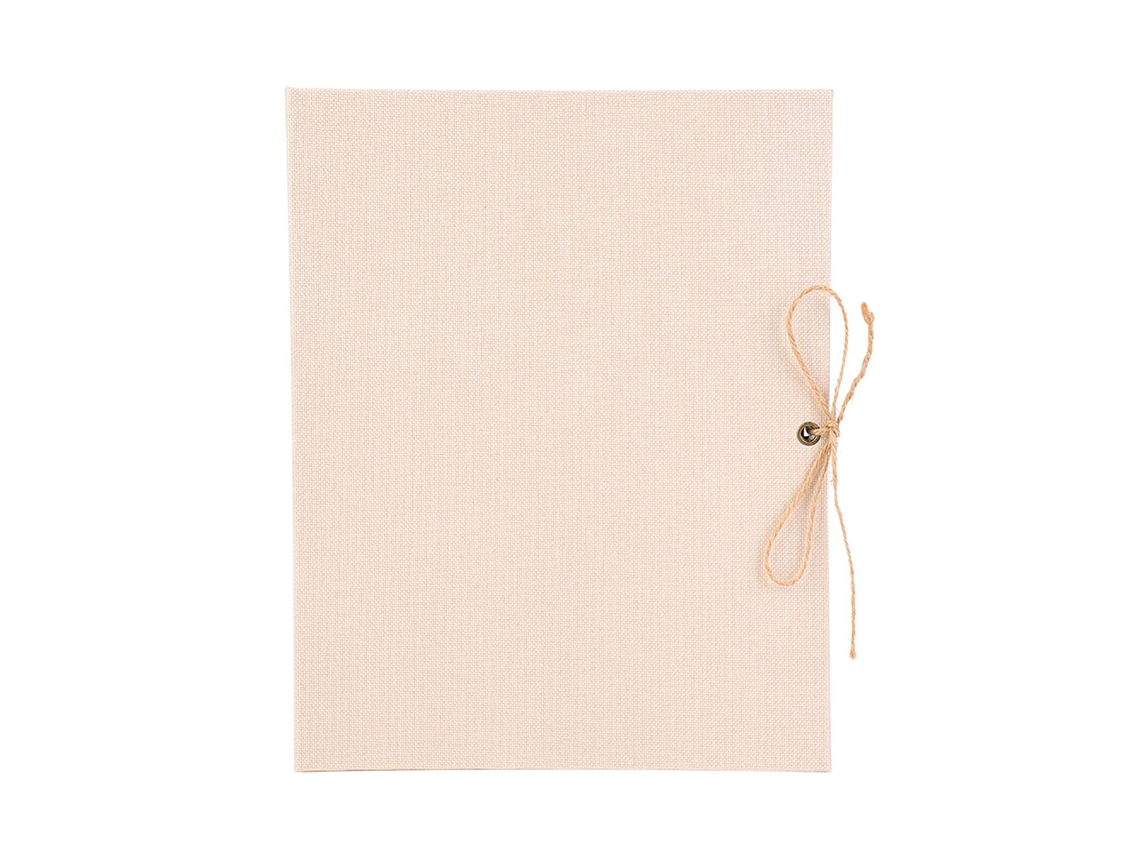 Álbum De Recortes Diy, Liso, Con Encuadernación Suelta Y Cuerda, 30 Páginas, Tela De Lino Beige.