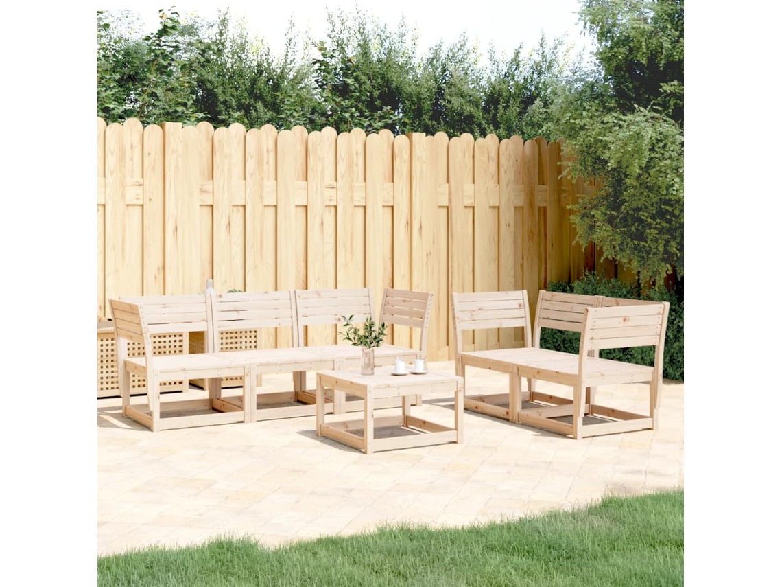 5 Pcs Conjunto De Sofás Para Jardim Madeira De Pinho Macíça Dkd Home Decor