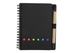 Cuaderno De Cuero Portátil Con Doble Espiral Para Estudiantes Y Oficina Con Bolígrafo Insertado Negro