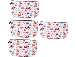 Neceser Portátil De 4 Piezas Con Estampados Espaciales, Neceser Práctico Para Cosméticos Y Maquillaje.