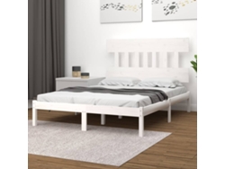 Estructura De Cama Madera Maciza Blanca 120x200 Cm