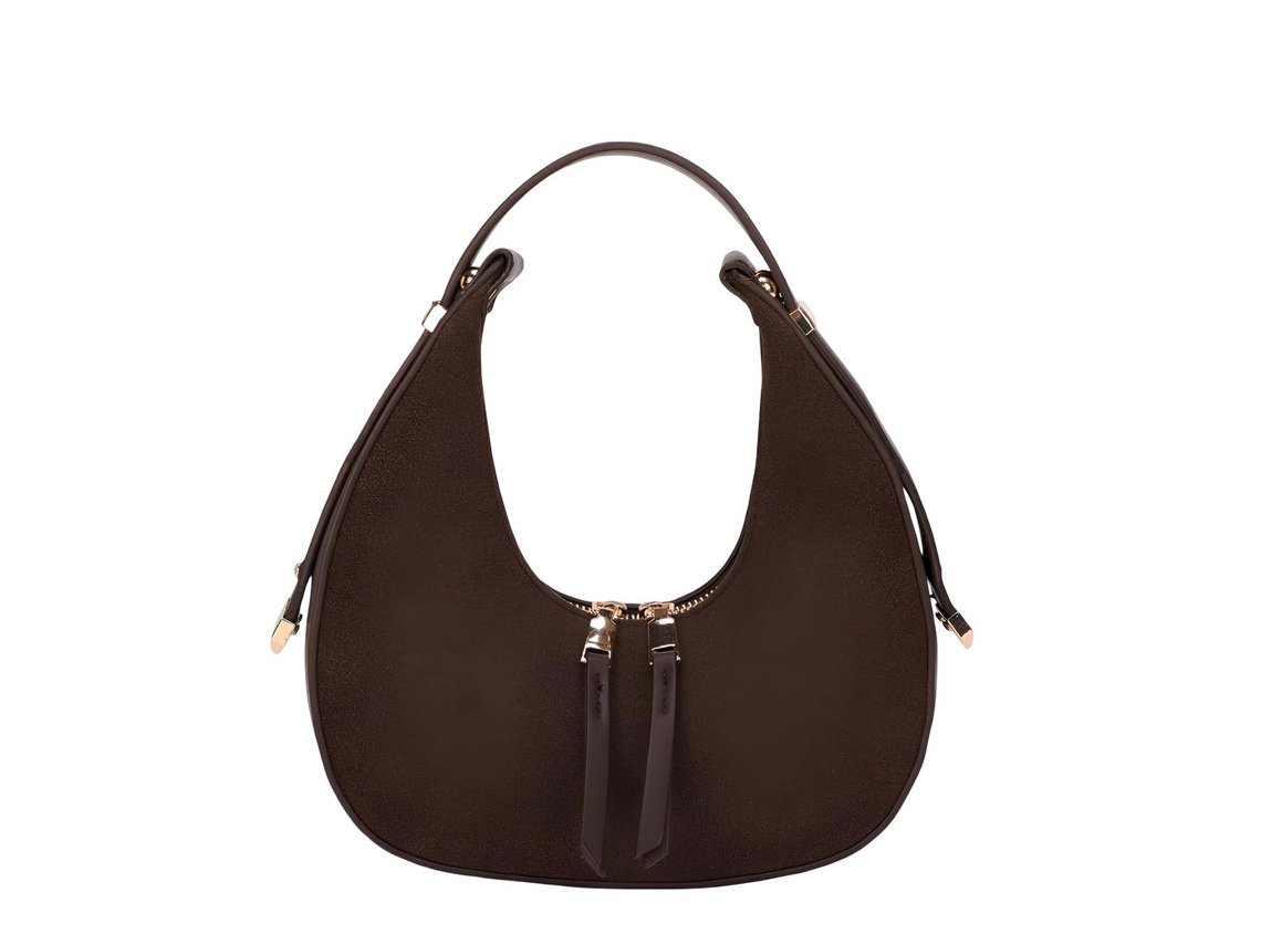 Bolso De Mano Hobo Para Mujer Estructurado Con Doble Cremallera Chic