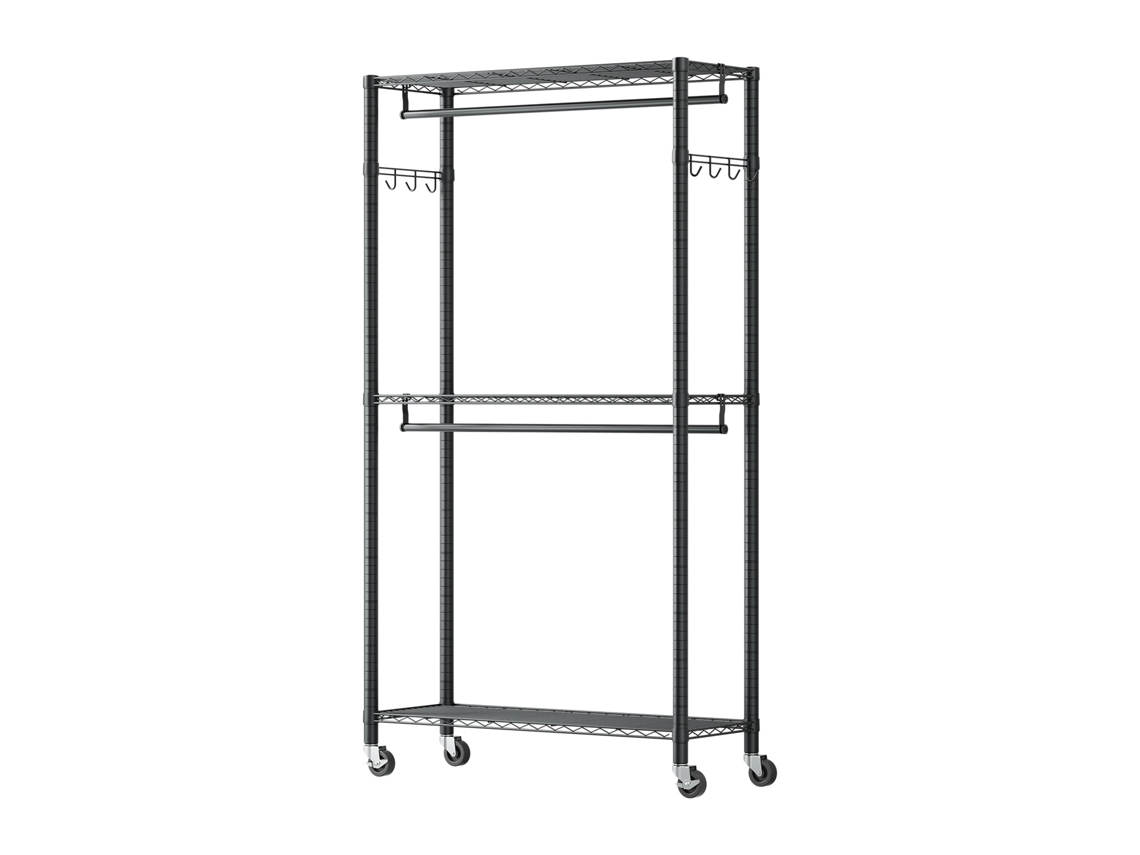 Perchero Succebuy con 3 niveles de altura ajustable para pasillo, negro, 90 x 40 x 199,9 cm