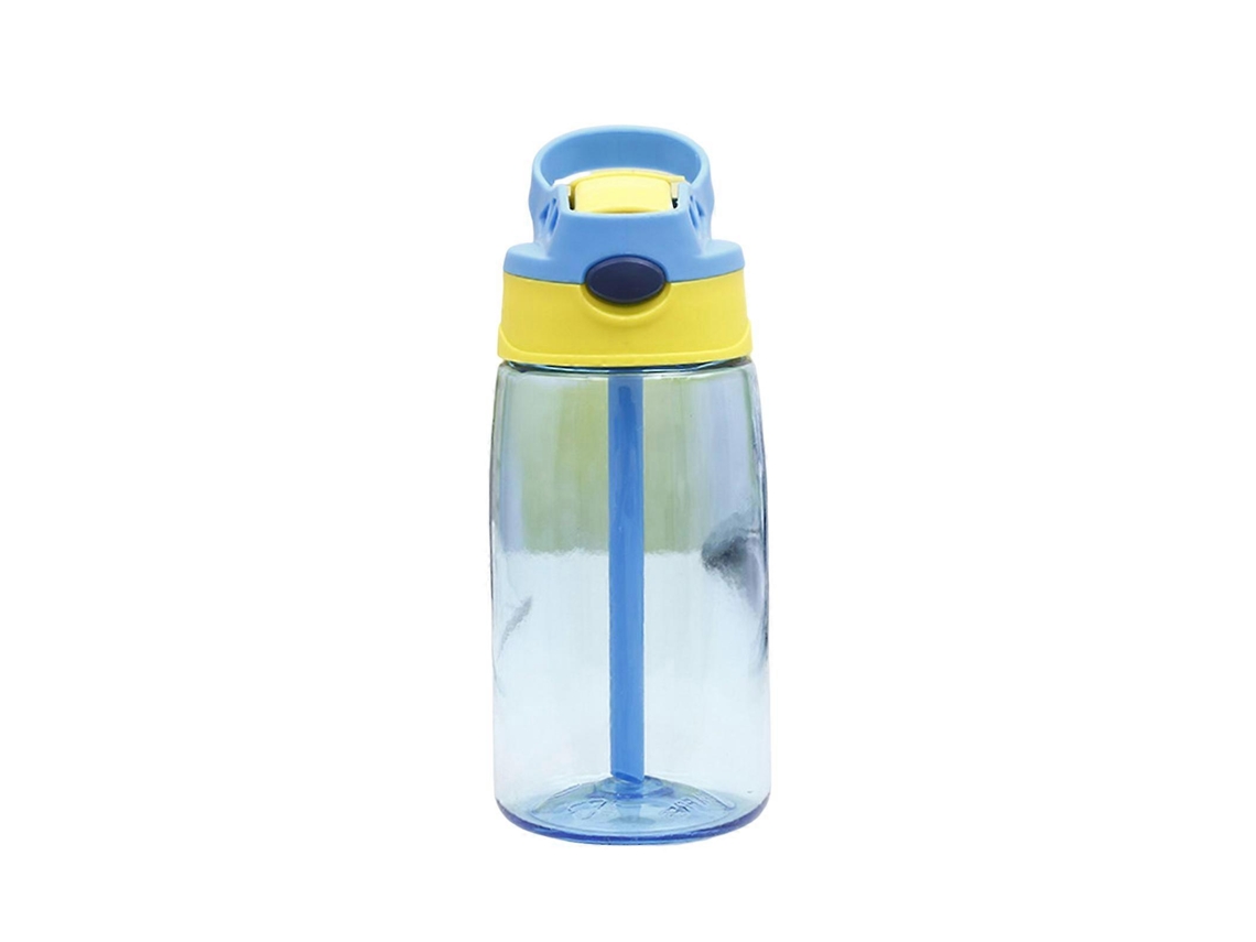 Botella de agua de plástico de 480 ml con asa flexible y pajita con apertura de un botón, ideal para adolescentes, niños y niños. Rosewell