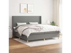 Cama Box Spring Con Colchón Tela Gris Oscuro 200x200 Cm