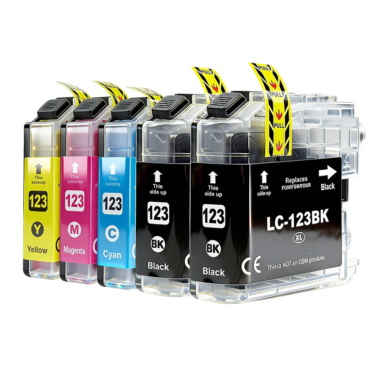 5 Cartuchos Lc 123 Xl Lc121 Lc123 Para Brother Lc123xl Para Impresoras De Inyección De Tinta Mfc-j470dw, Mfc-j650dw, Dcp-j552dw Y Dcp-j752dw