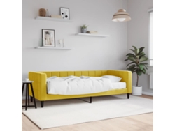 Sofá Cama Con Colchón Terciopelo Amarillo 80x200 Cm