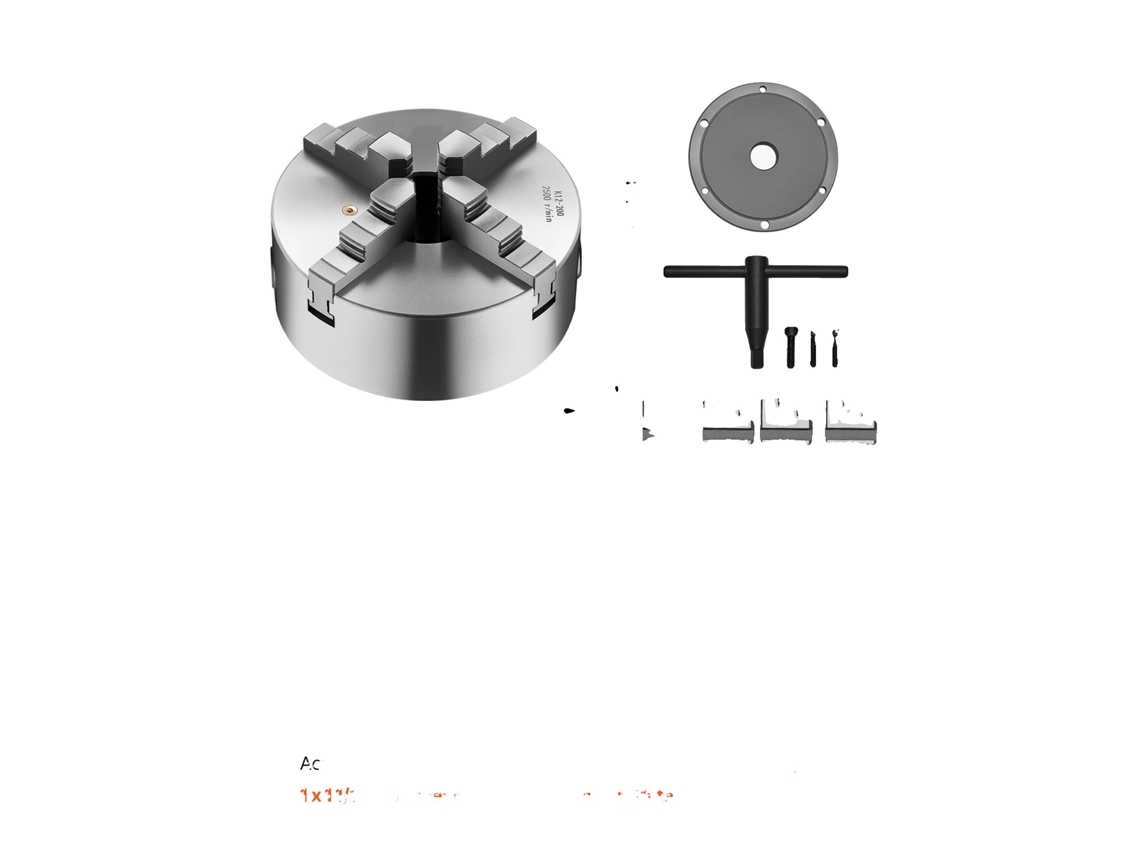 Mandril de torno autocentrante, de construcción duradera, de 4 mordazas y 200 mm.