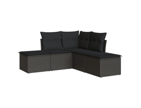Conjunto 5 de muebles de jardín VIDAXL y cojines ratán sintético negro