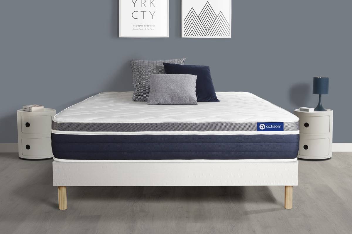 Conjunto de Somier Blanco + Colchón ACTISOM Actiflex Confort (150x200 cm - Muelles Ensacados)