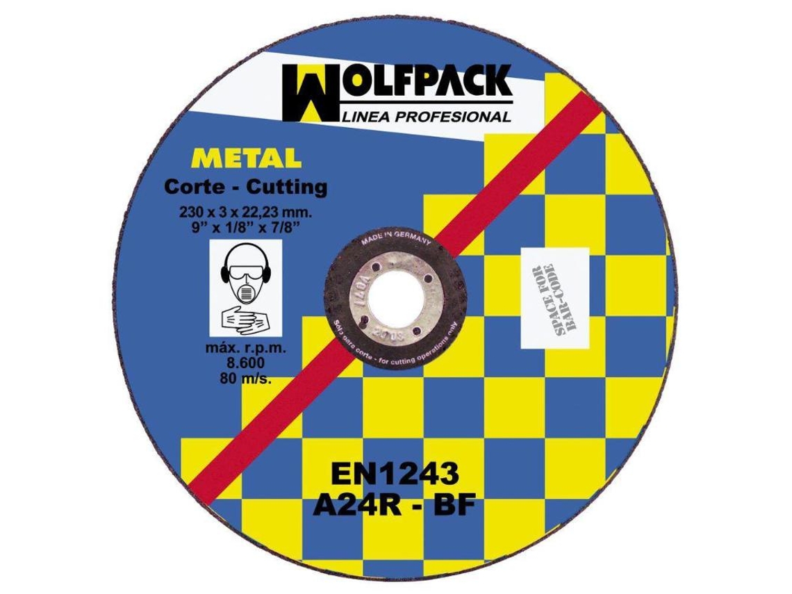 Disco Corte Abrasivo Metal 230x3.2x22 mm WOLFPACK LINEA PROFESIONAL LINEA PROFESIONAL
