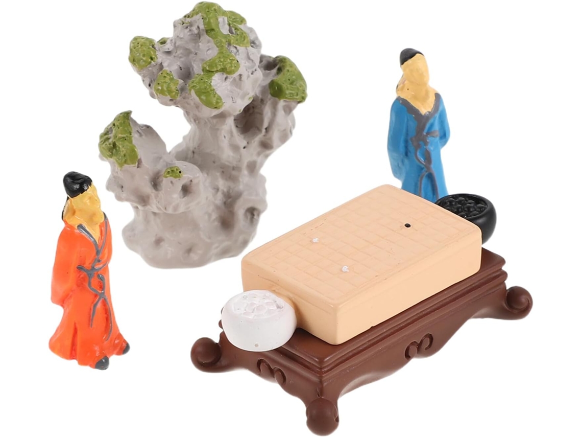 Juego de 5 miniaturas antiguas de jugadores de ajedrez chinos, estilo tradicional chino, decoración para el hogar y la oficina, GOKOCO