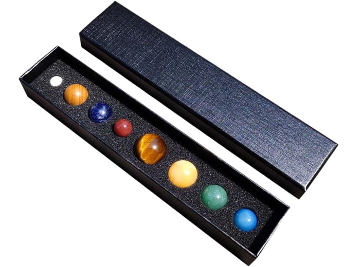Conjunto de 8 piedras redondas que representan los ocho planetas del sistema solar - Tema decorativo CHABERLU