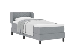 Cama Individual | Cama Tipo Box Spring Con Colchón Gris Claro 80 X 200 Cm Tela