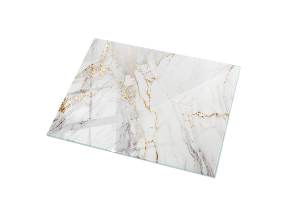 Cristal para espejo de mesa rectangular (120x80 cm - Mármol elegante con vetas - Blanco)