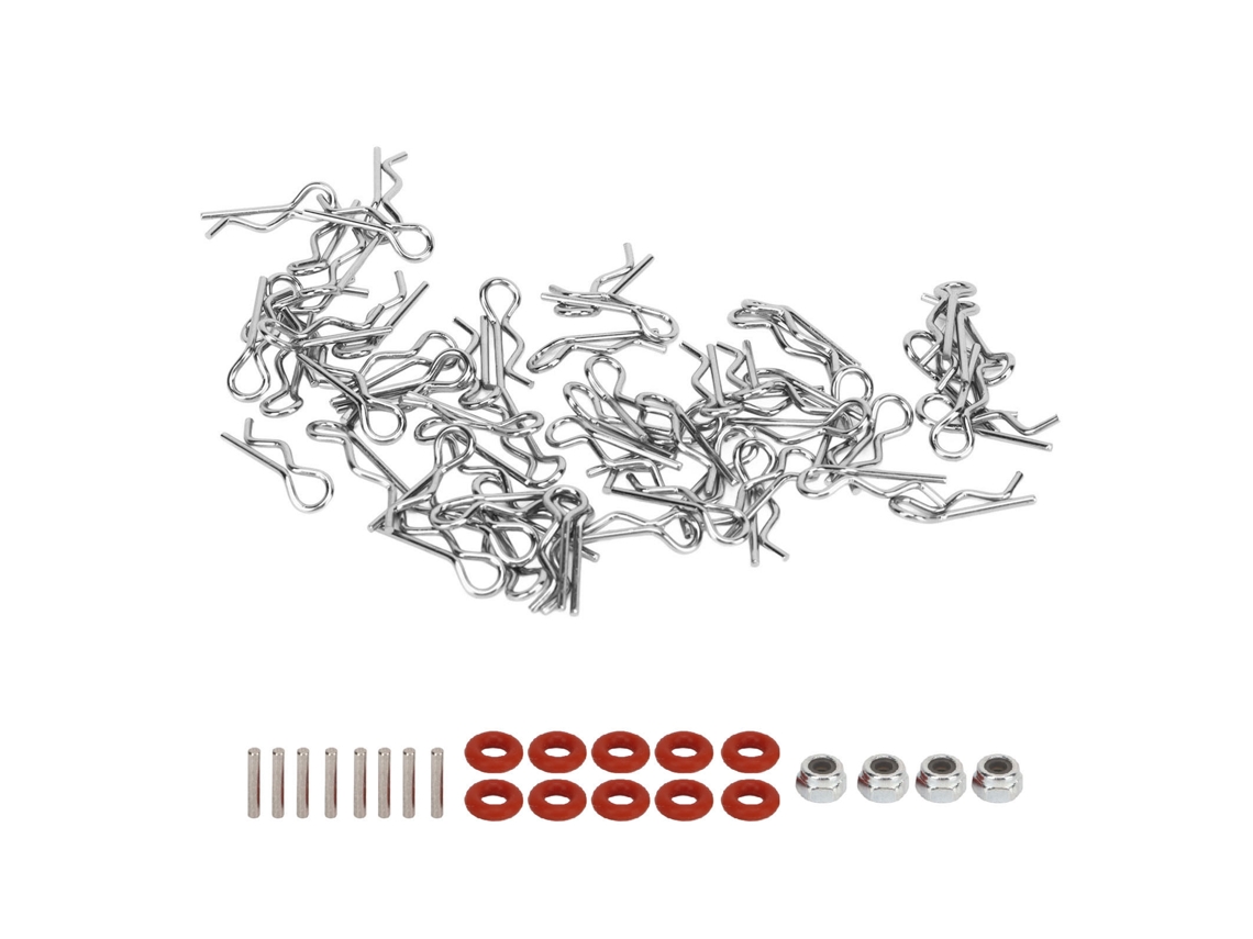 60pcs Clip De Cuerpo Para Coche Rc Longitud 17mm Diámetro 1.0mm Universal Para 1/16 1/18 Coche Camión Rc Plata